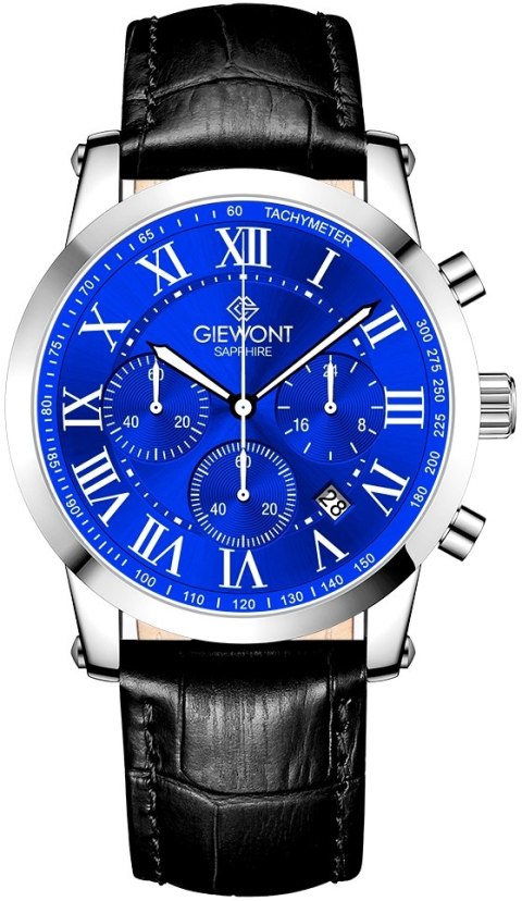 Giewont Zegarek Męski Giewont Chronograph Sapphire Srebrno Niebieski GW6260-A4