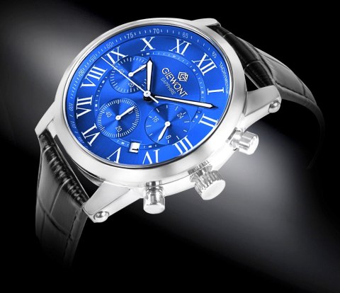 Giewont Zegarek Męski Giewont Chronograph Sapphire Srebrno Niebieski GW6260-A4
