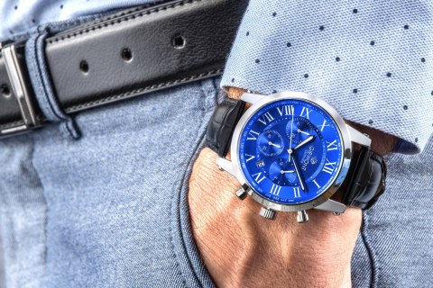 Giewont Zegarek Męski Giewont Chronograph Sapphire Srebrno Niebieski GW6260-A4