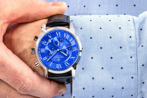Giewont Zegarek Męski Giewont Chronograph Sapphire Srebrno Niebieski GW6260-A4