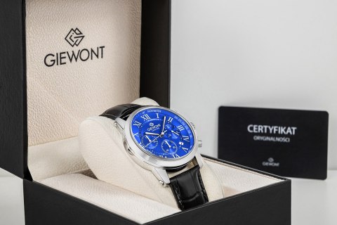 Giewont Zegarek Męski Giewont Chronograph Sapphire Srebrno Niebieski GW6260-A4