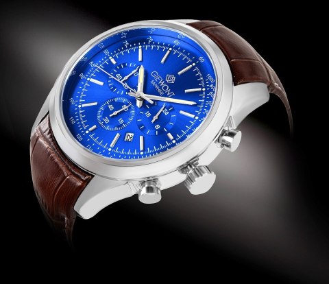 Giewont Zegarek Męski Giewont Chronograph Sapphire Srebrno Niebieski GW7650-A5