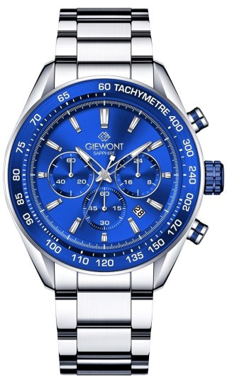 Giewont Zegarek Męski Giewont Chronograph Sapphire Srebrno Niebieski GW9580-B3