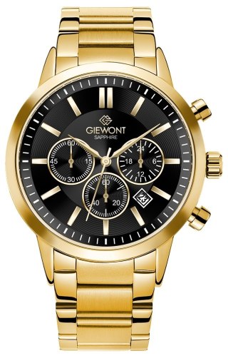 Giewont Zegarek Męski Giewont Chronograph Sapphire Złoto Czarny GW8510-B5