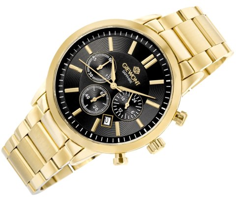 Giewont Zegarek Męski Giewont Chronograph Sapphire Złoto Czarny GW8510-B5