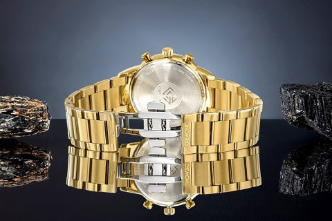 Giewont Zegarek Męski Giewont Chronograph Sapphire Złoto Czarny GW8510-B5