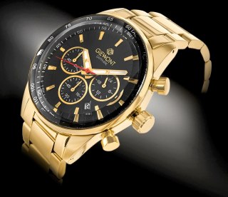 Giewont Zegarek Męski Giewont Chronograph Sapphire Złoto Czarny GW9140-B4
