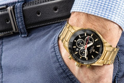 Giewont Zegarek Męski Giewont Chronograph Sapphire Złoto Czarny GW9140-B4
