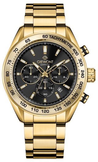 Giewont Zegarek Męski Giewont Chronograph Sapphire Złoto Czarny GW9580-B4