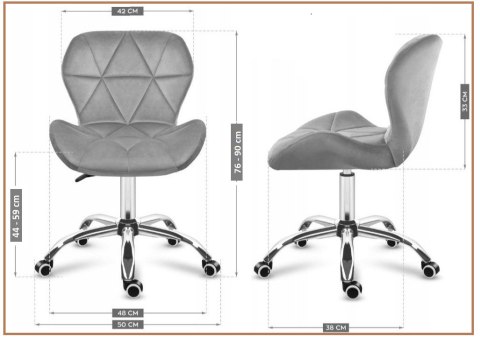 Lugano Krzesło obrotowe VASTO OFFICE VELVET BLACK + GREY