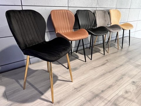 Lugano Krzesło tapicerowane MONTI VELVET BLACK GOLD