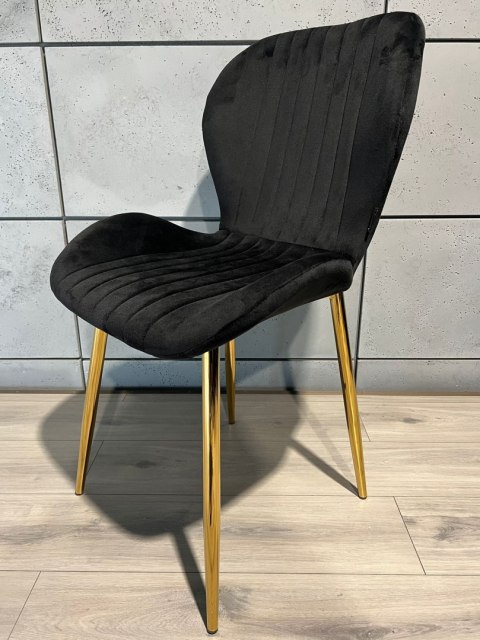 Lugano Krzesło tapicerowane MONTI VELVET BLACK GOLD