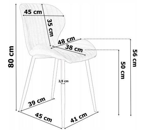 Lugano Krzesło tapicerowane MONTI VELVET BLACK GOLD