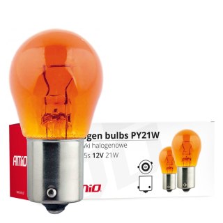 Żarówki halogenowe py21w bau15s 12v 21w amber 10 szt. (e8) amio-01158