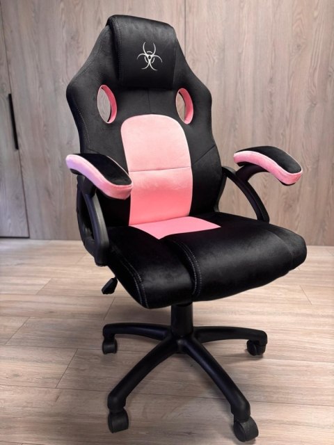 Lugano Fotel obrotowy do biurka CARRERA M ALCANTARA BLACK + PINK