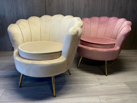 Lugano Krzesło Fotel Muszla Lugano DONNA VELVET BEIGE
