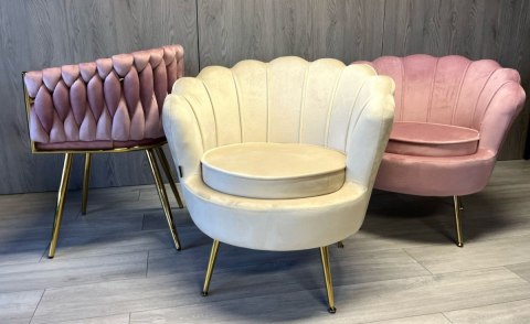 Lugano Krzesło Fotel Muszla Lugano DONNA VELVET BEIGE