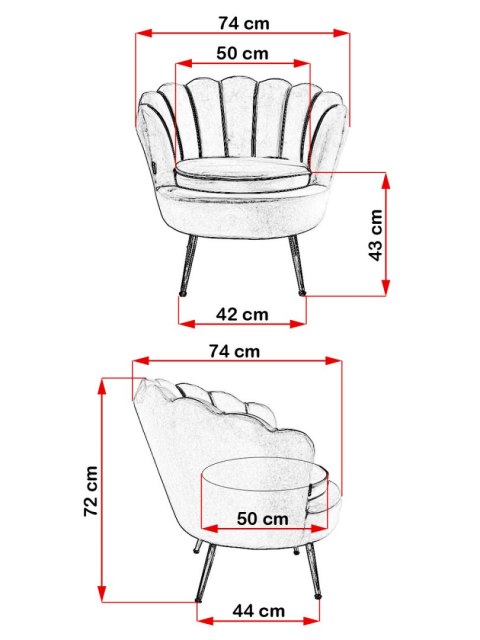 Lugano Krzesło Fotel Muszla Lugano DONNA VELVET MINT