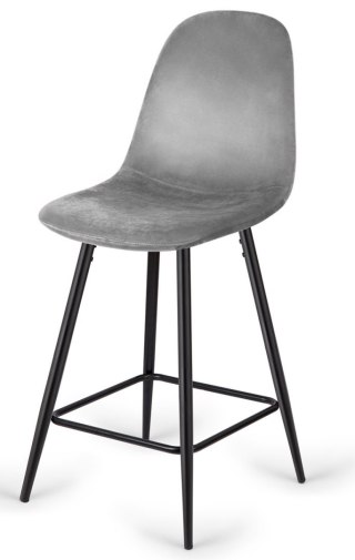 Lugano Krzesło barowe AVA GREY VELVET hoker BAR