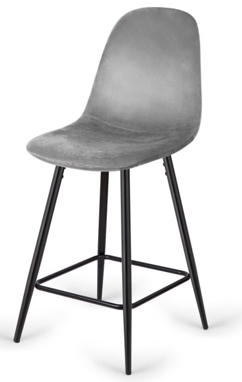 Lugano Krzesło barowe AVA GREY VELVET hoker BAR