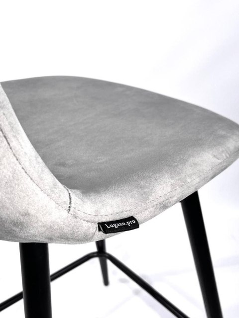 Lugano Krzesło barowe AVA GREY VELVET hoker BAR