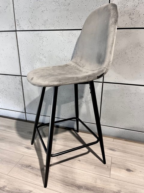 Lugano Krzesło barowe AVA GREY VELVET hoker BAR