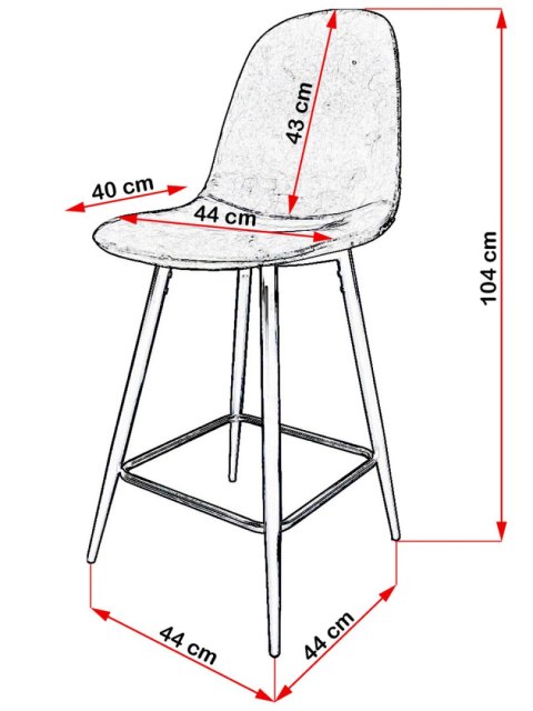 Lugano Krzesło barowe AVA GREY VELVET hoker BAR