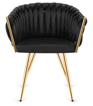 Lugano Krzesło plecione Lugano fotel TRECCIA BLACK VELVET GOLD