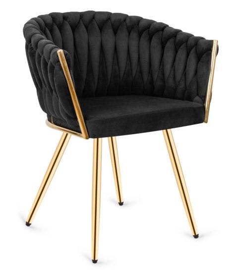Lugano Krzesło plecione Lugano fotel TRECCIA BLACK VELVET GOLD
