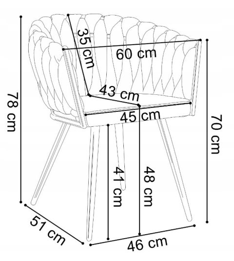 Lugano Krzesło plecione Lugano fotel TRECCIA BLACK VELVET SILVER