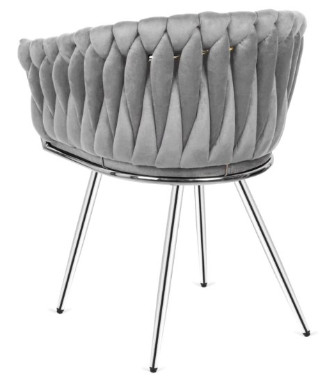 Lugano Krzesło plecione Lugano fotel TRECCIA GREY VELVET SILVER