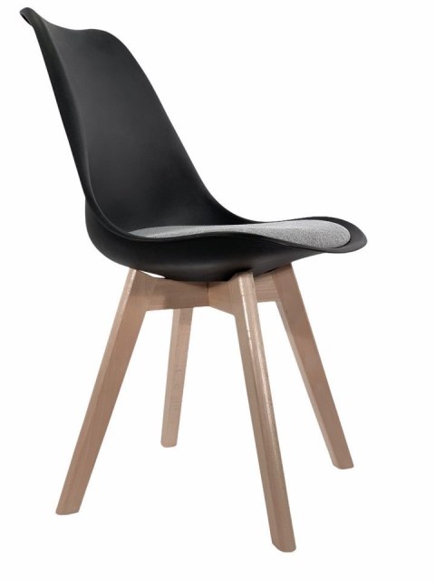 Lugano Krzesło skandynawskie MONZA BLACK - Grey Fabric II