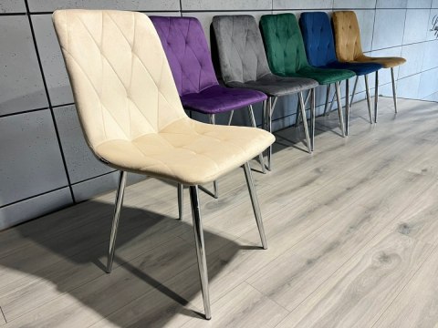 Lugano Krzesło tapicerowane BORGO VELVET BEIGE SILVER