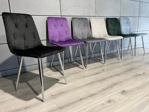 Lugano Krzesło tapicerowane BORGO VELVET BLACK SILVER