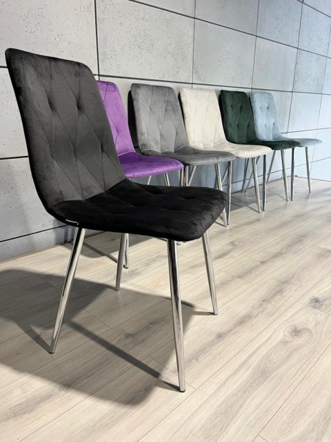 Lugano Krzesło tapicerowane BORGO VELVET BLACK SILVER