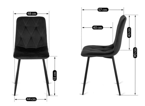 Lugano Krzesło tapicerowane BORGO VELVET BLACK SILVER