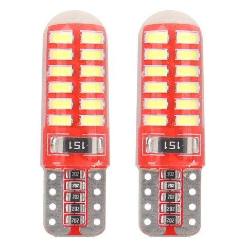 Żarówki led canbus 24smd 3014 t10e w5w silca white 12v amio-01444