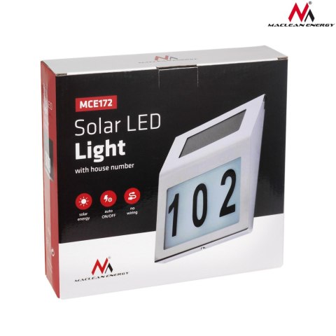 Lampa solarna LED Maclean, z numerem domu, MCE172