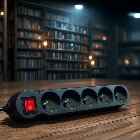 Listwa zasilająca Maclean, przedłużacz 5 gniazd, z wyłącznikiem, czarny, 2300W, 1,4m, MCE183