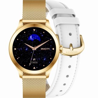 Gravity Smartwatch Gravity Biało Złoty 2 Paski GT25-2 PRO