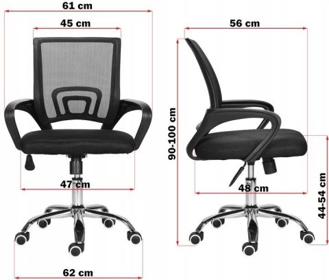 Lugano Fotel obrotowy do biurka VENTO BLACK MILK MESH