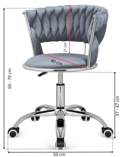 Lugano Krzesło obrotowe warkocz TRECCIA OFFICE GREY VELVET OUTLET