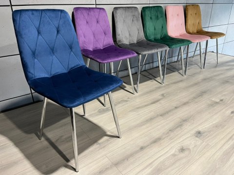 Lugano Krzesło tapicerowane BORGO VELVET BLUE SILVER