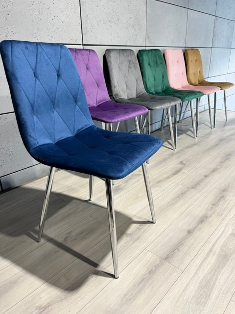 Lugano Krzesło tapicerowane BORGO VELVET BLUE SILVER