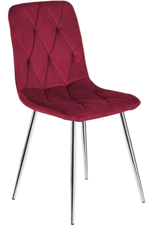 Lugano Krzesło tapicerowane BORGO VELVET BURGUNDY SILVER