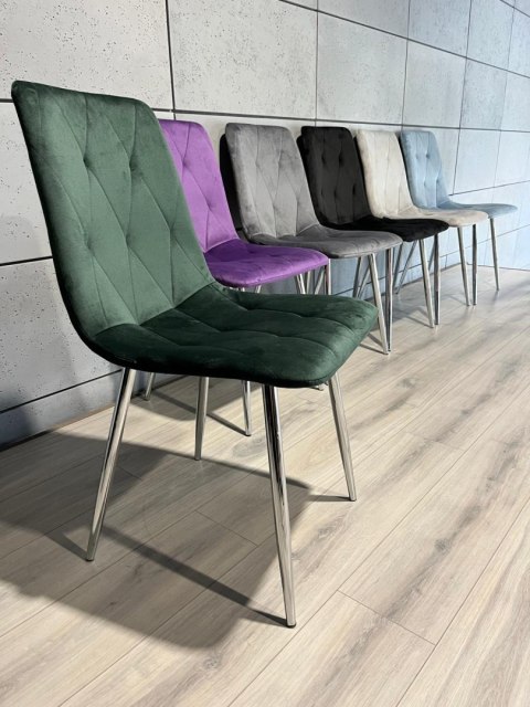 Lugano Krzesło tapicerowane BORGO VELVET GREEN FOREST SILVER