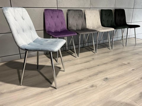 Lugano Krzesło tapicerowane BORGO VELVET LIGHT BLUE SILVER