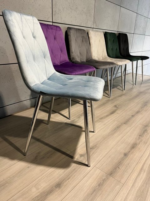 Lugano Krzesło tapicerowane BORGO VELVET LIGHT BLUE SILVER