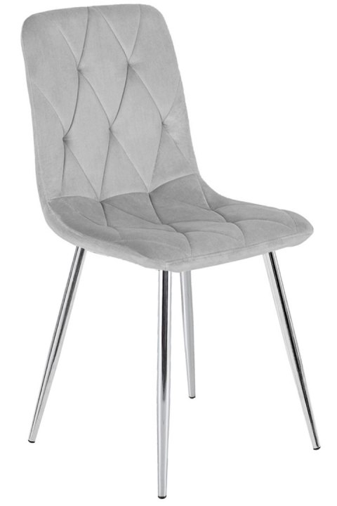 Lugano Krzesło tapicerowane BORGO VELVET LIGHT GREY SILVER