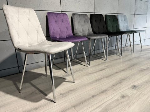 Lugano Krzesło tapicerowane BORGO VELVET LIGHT GREY SILVER